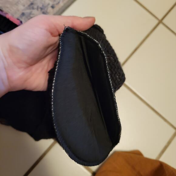 Vintage 90s Floral Knit Cardigan Sweater Michelle Stewart Black M Shoulder Pads - Picture 8 of 9